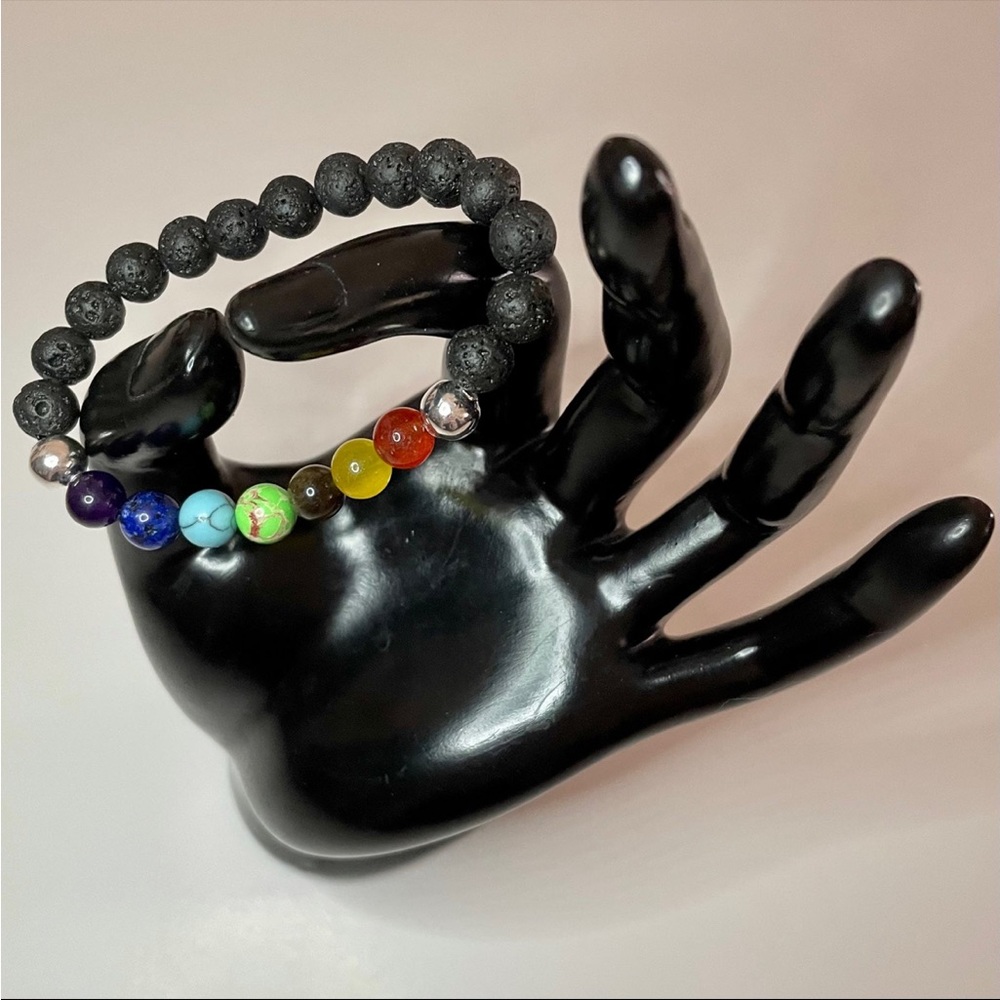 Chakra & Lava Rock Bracelet